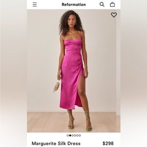 Reformation Marguerite Silk Dress in Pink)